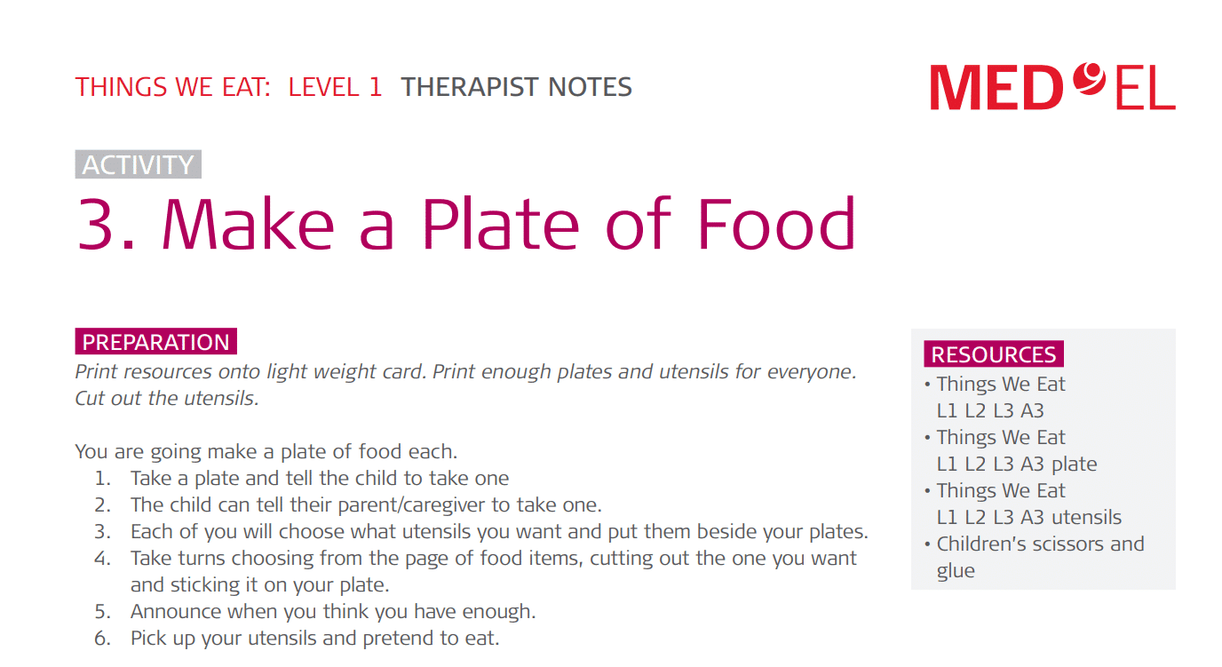 rehabilitation kit make a plate of food therapist notes