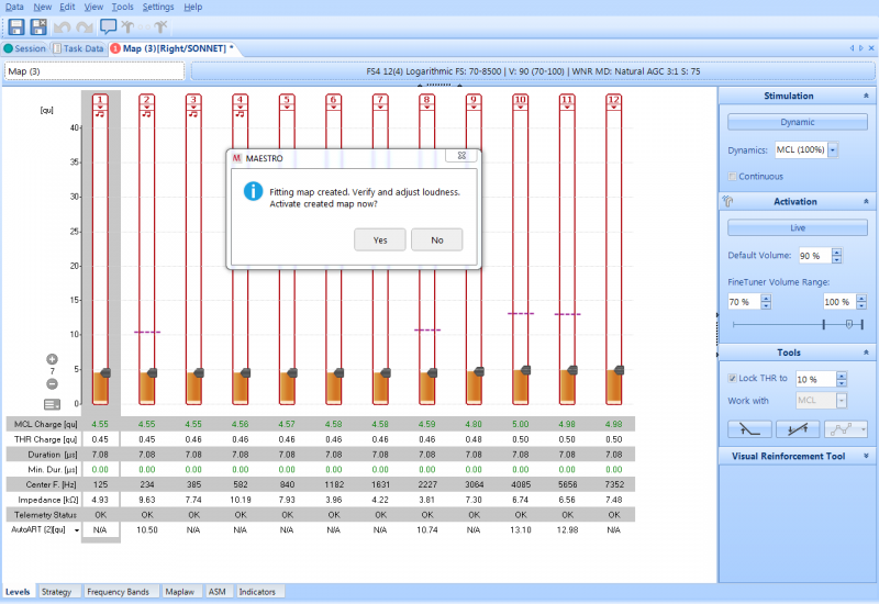 ARTFit cochlear implant automatic mapping